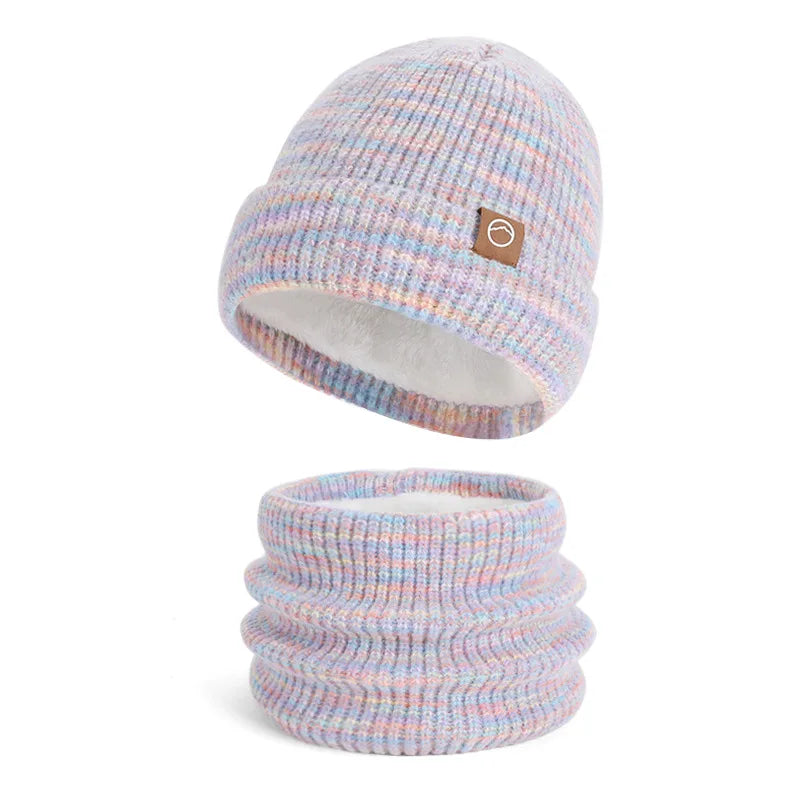 Women's Knitted Hat Beanie Cap Winter Coldproof Hat Scarf Gloves Sets Outdoor Warm Windproof Hat Fit Skiing Cycling Sets