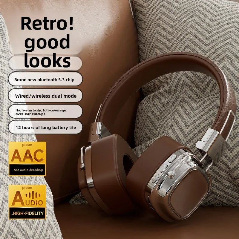 Shoumi Hifi Wireless Headphones Bluetooth Earphones Large Headset Helmets with Mic Support TF-Card Mp3 Play display screen