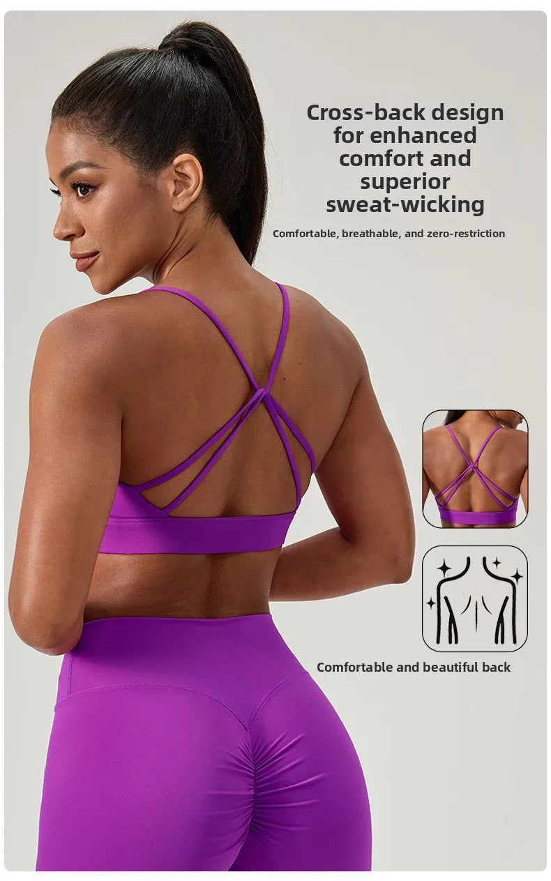 Yoga suit set, sexy back, sports bra, high waist, hip lifting, tight shorts, running and fitness two-piece set Women' Yoga sets