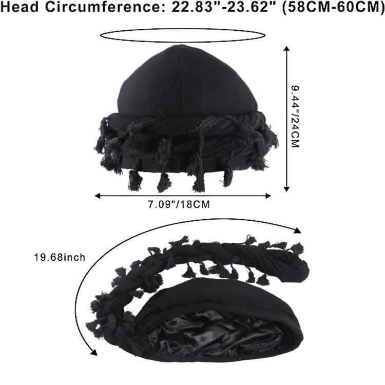 Turban für Männer, Vintage Twist Kopfwickel Durag mit Quaste, Haarwickel