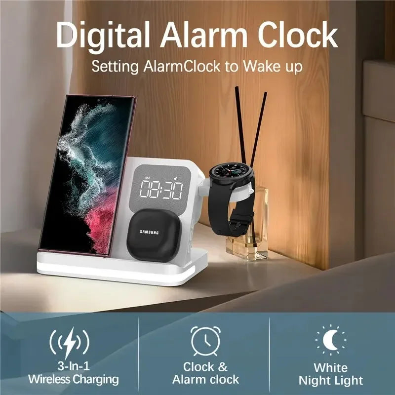 Wireless Charger Stand For iPhone 17-12 Samsung S25 S22 Ultra Fold Z Flip Galaxy Watch Active Buds Fast Charging Station Holder