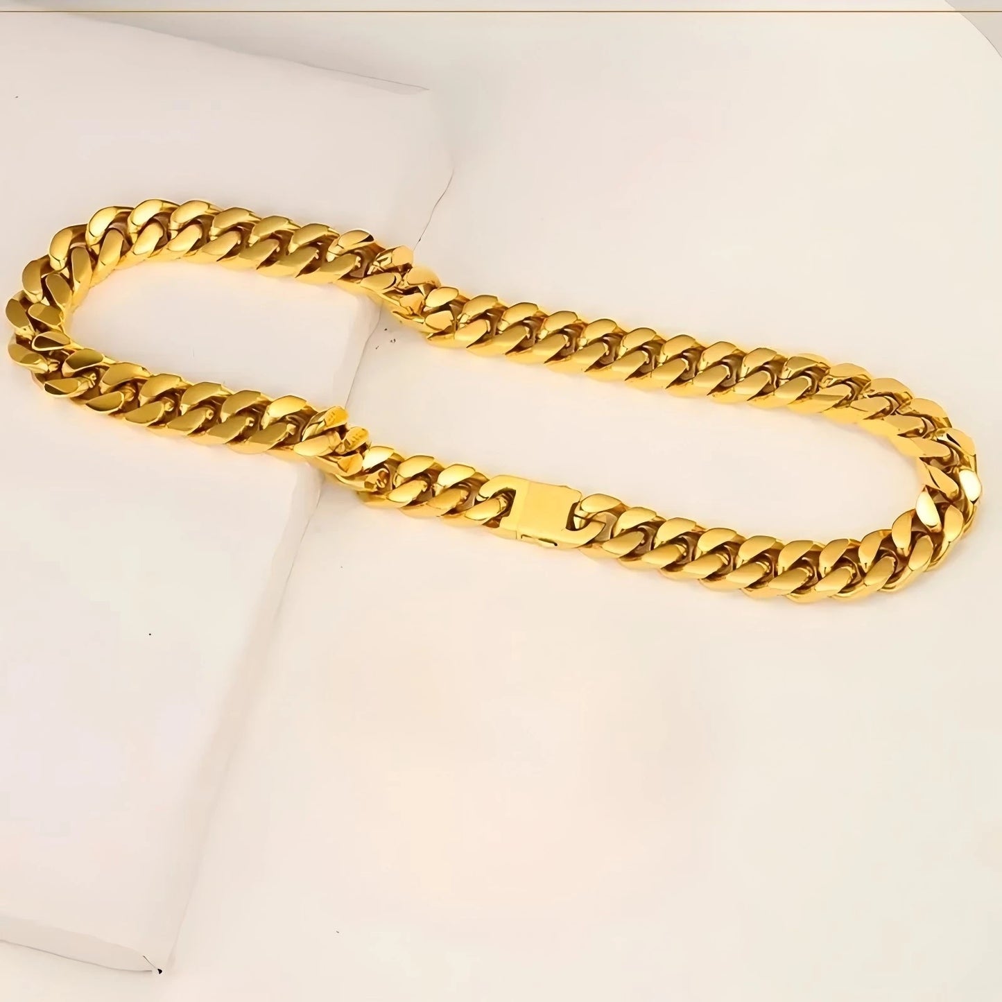 Stainless steel, 12mm gold-plated, necklace and hip-hop bracelet kit from the Cuban chain in Miami, gifts for men and women