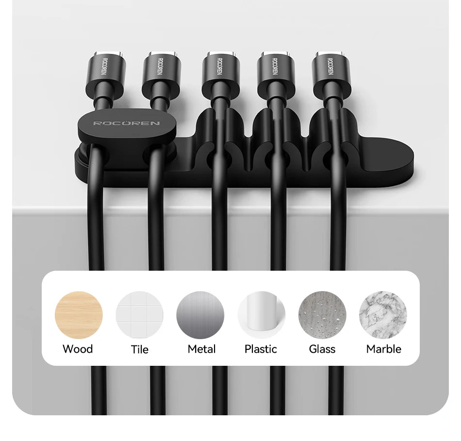 Organizer Silicone 5 Hole Cables Winder Flexible Wire Management Clips For Cable ClearanceCordProtector For Charger