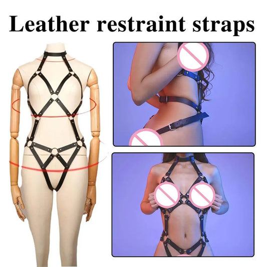 Body Harness Sexy Bondage BDSM PU Leather Adjustable Strap Women Party Cosplay Gothic Fetish Fashion Wear