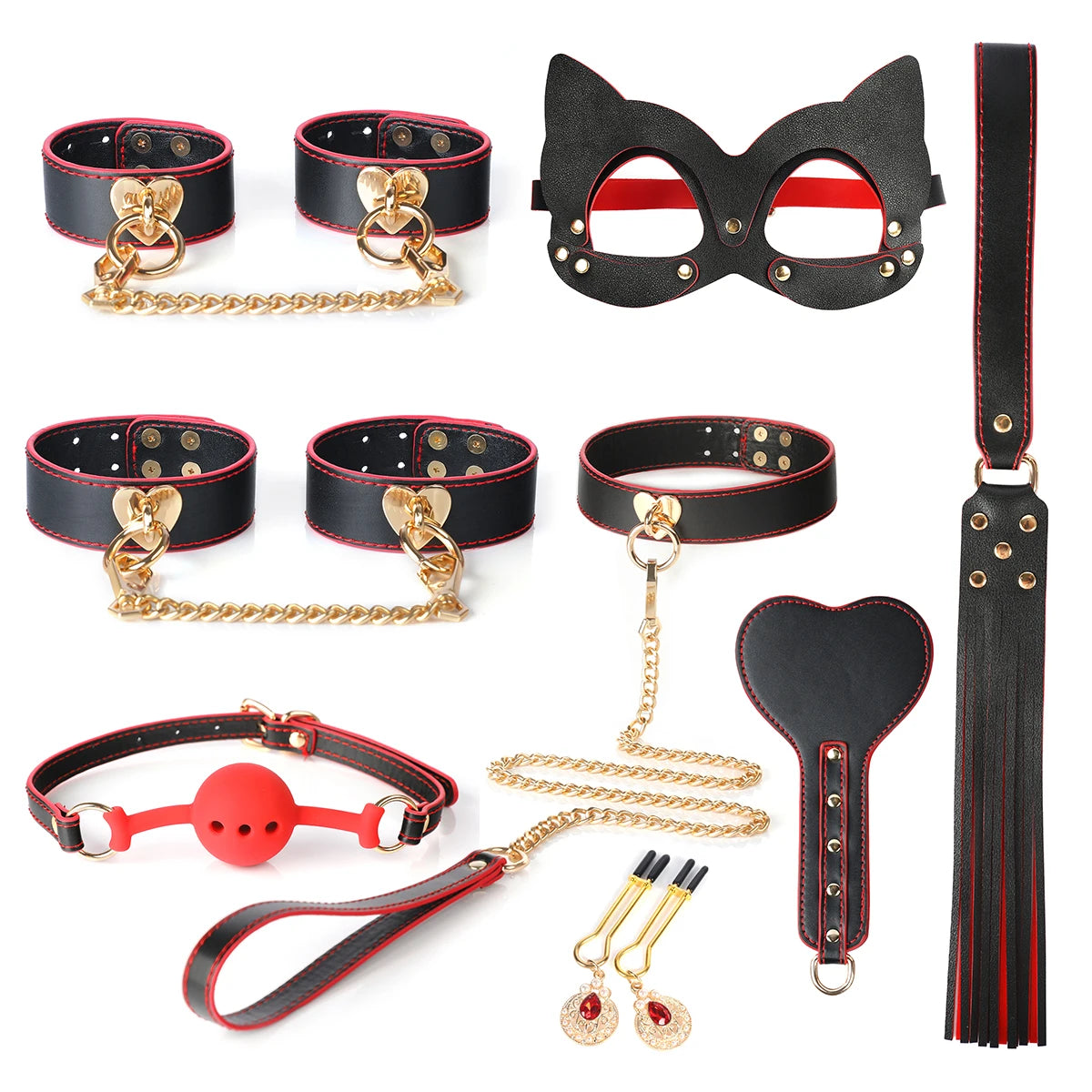 Leather 8 PCS B*SM Bondage Set With Case Adult S*x Games Restraints Kit Exotic B*ndage Gear For Couples