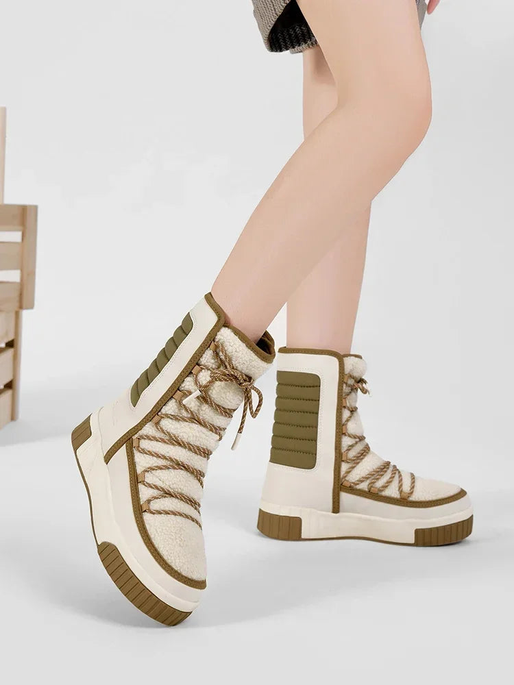 XIANG GUAN Outdoor Kältebeständige WanderschuheTurnschuhe Winter Damen Schneestiefel wasserdichte Bergschuhe Camping Casual Sneakers