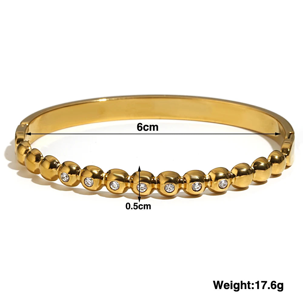 Greatera Trendy Gold Plated 316L Stainless Steel Bangles Bracelets for Women Delicate Cubic Zirconia Bracelet Party Jewelry 2024