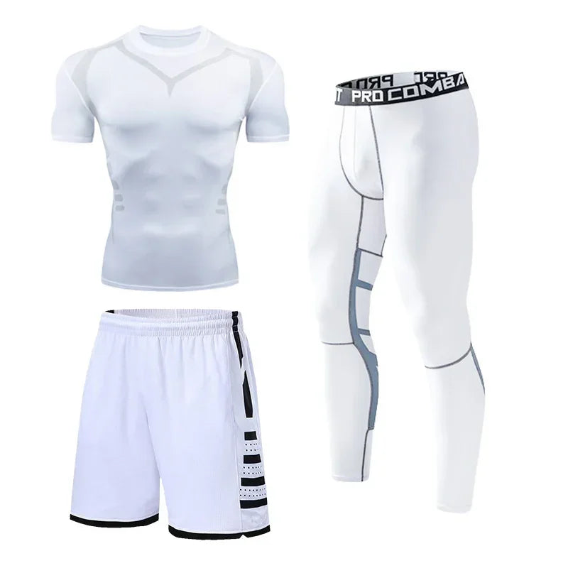 Mens Fitness Sportswear Set Moisture-wicking for Gym Running Leggings Dry Fit and Comfortable Workouts Sports Wear Clothes