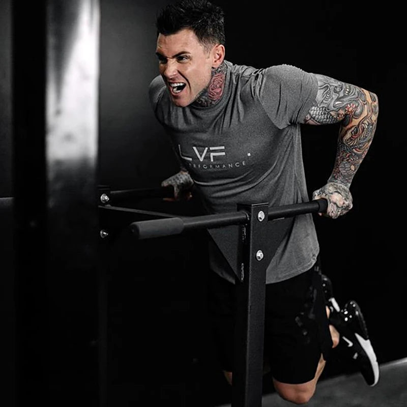 Herren T-Shirt Sommer Fitness Gym Baumwolle Laufshirt Lässiges Kurzarm T-Shirt Training Sportbekleidung Leichte Oberteile