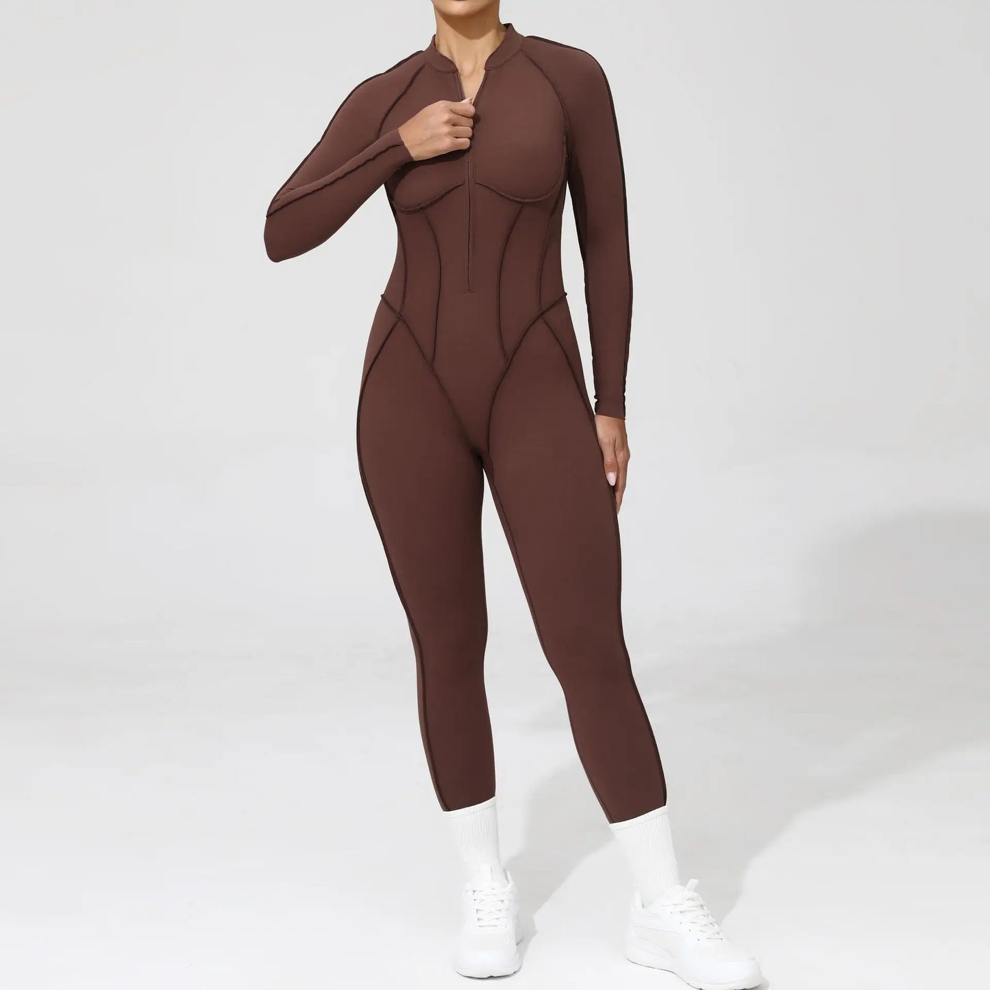 Women's Tracksuit Gym Workout Sports Clothes Outfit Zipper Jumpsuit Yoga Fitness Overalls Set Open Back Bodysuits Suit for Women