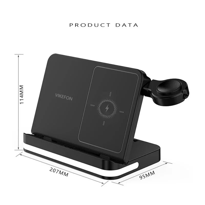 Wireless Charger Stand For iPhone 17-12 Samsung S25 S22 Ultra Fold Z Flip Galaxy Watch Active Buds Fast Charging Station Holder