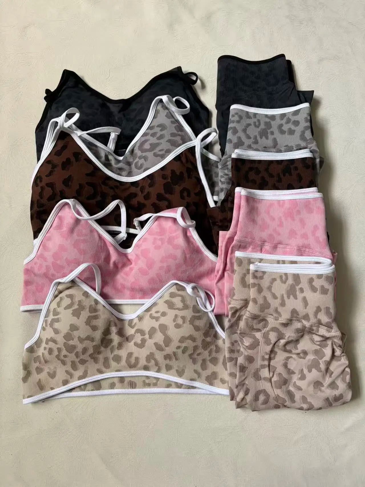 2PCS  High Quality Yoga SetNew Leopard Print Sports Underwear, Shockproof Butt Lift Workout Sports Trousers Women Activewear