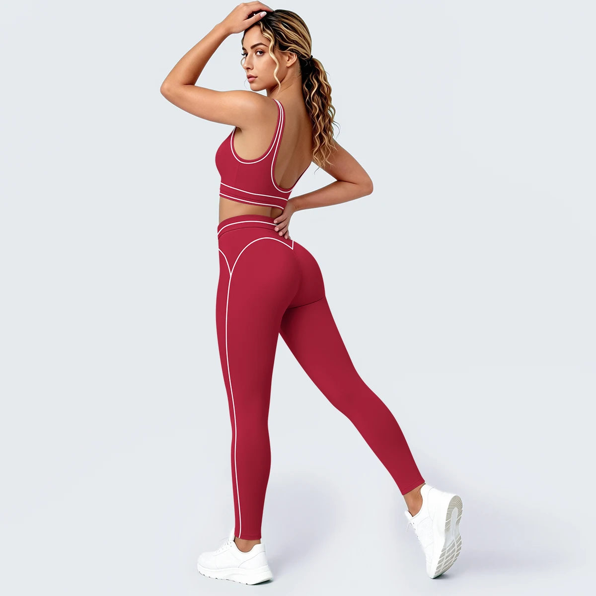 Women Fitness Yoga Sports Set Sexy Beautiful Back Yoga Bra Workout Top Summer Running Sports Bra High Waisted Push Up Yoga Pants