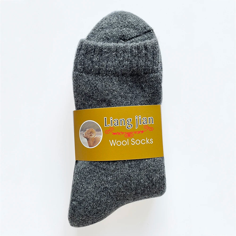 1 Pairs High Quality Men's Wool Socks Winter Thick Warm Snow Boots  Socks Outdoor Cold Resistant Frost Proof Super THick Socks