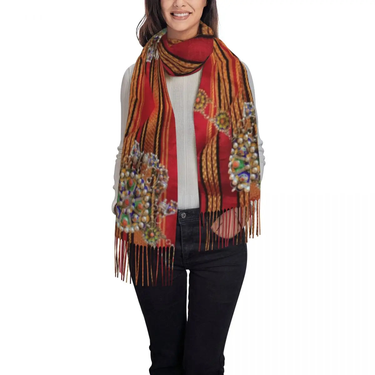 Individuell bedruckter Amazigh Kabyle Schmuckschal Damen Herren Winter warme Schals Afrika Berber Ethno-Stil Tücher Wraps