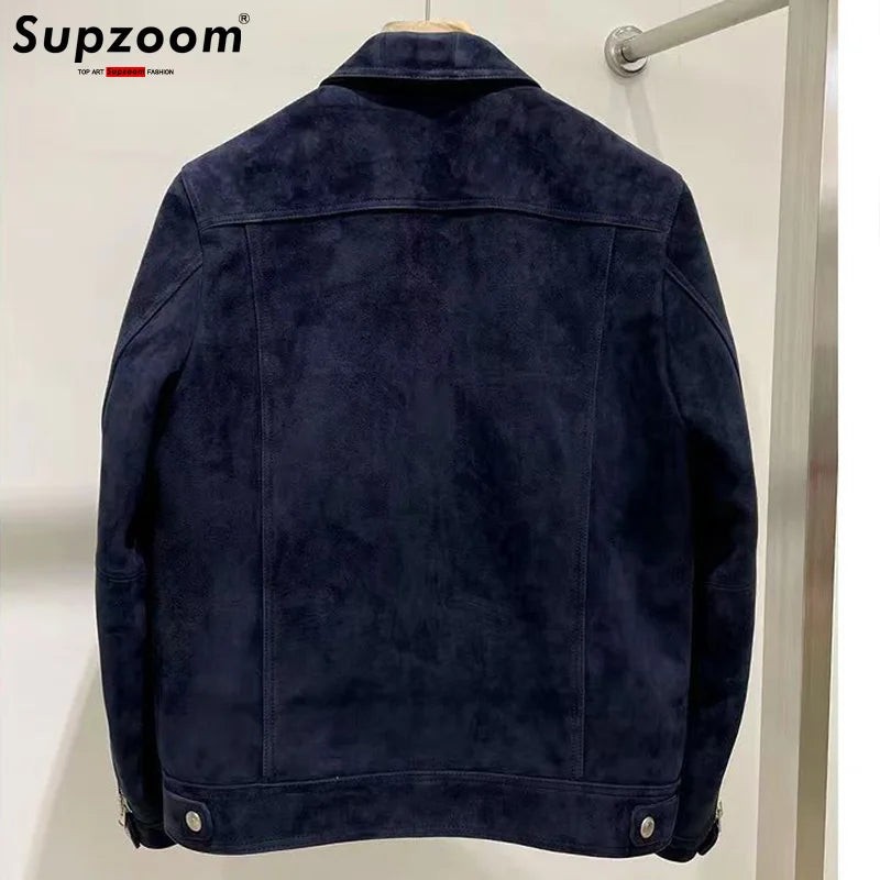 Supzoom 2025 New Arrival Autumn And Winter Lapel Velvet Loose Casual Suede Fabric Zipper Bf Style Handsome Jackets Men Coat