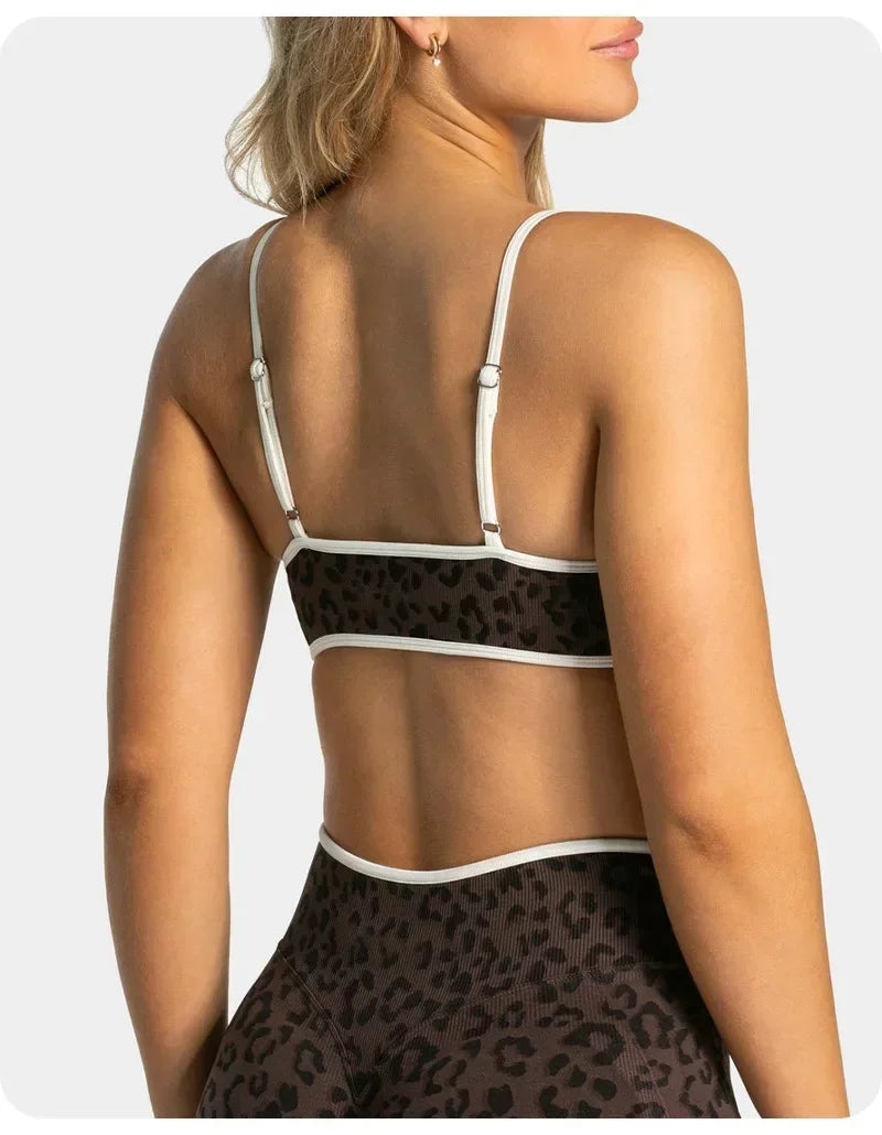 2PCS  High Quality Yoga SetNew Leopard Print Sports Underwear, Shockproof Butt Lift Workout Sports Trousers Women Activewear