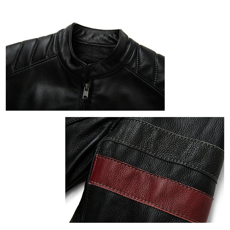 Motorcycle Jacket Men's Casual Real Leather Jacket Spring And Autumn Off-road Motorcycle Racing Rider Leather Jacket