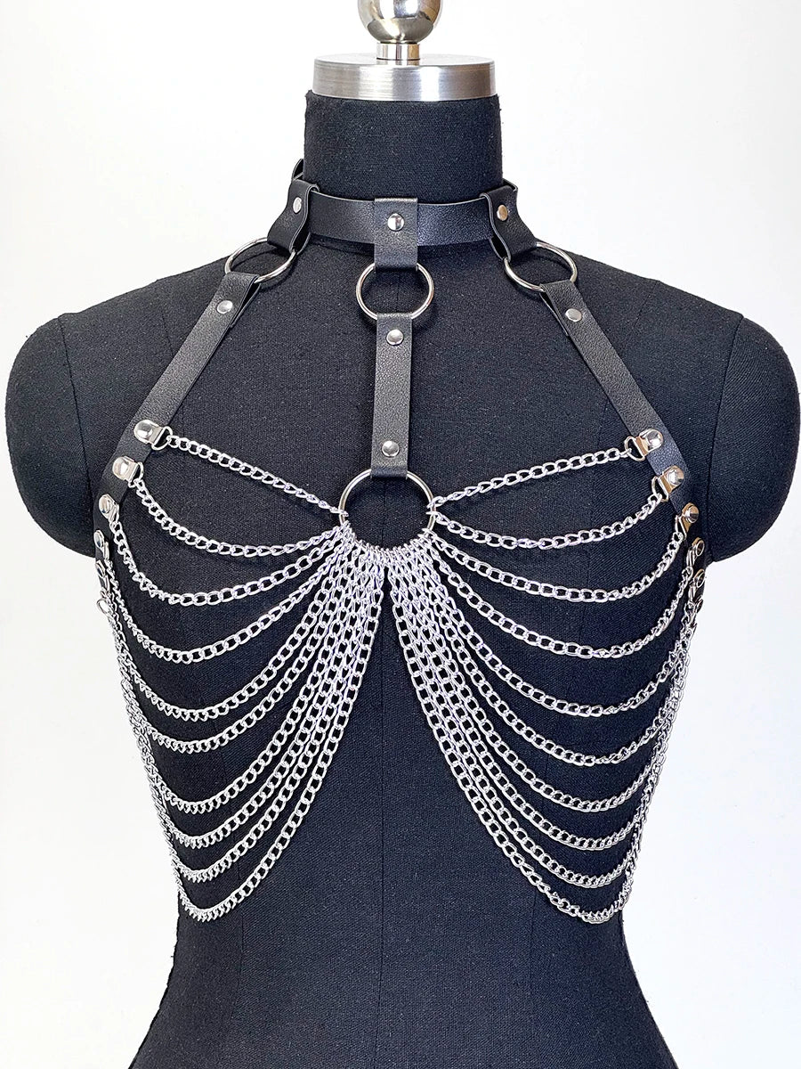 Women Punk Belt Fashion PU Leather Waist Belt Female Street Style Decoration Body Chain Belt Gothic Clothing Accessories