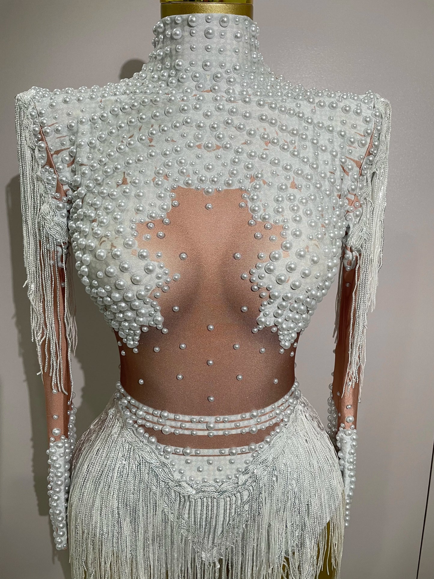 Sparkly Rhinestone Sequin Tassel Stretch Bodysuits 2025 New Arrival Women Birthday Party Nightclub Dj Stage Performance Costume