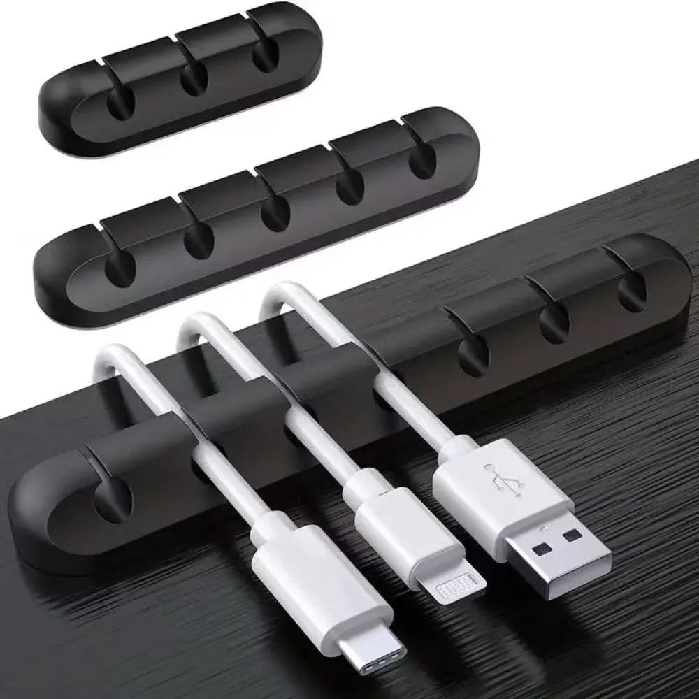 Cable Cord Wire Organizer Silicone USB Cable Winder Management Clips Self Adhesive for Mouse Keyboard Headset For iPhone Huawei
