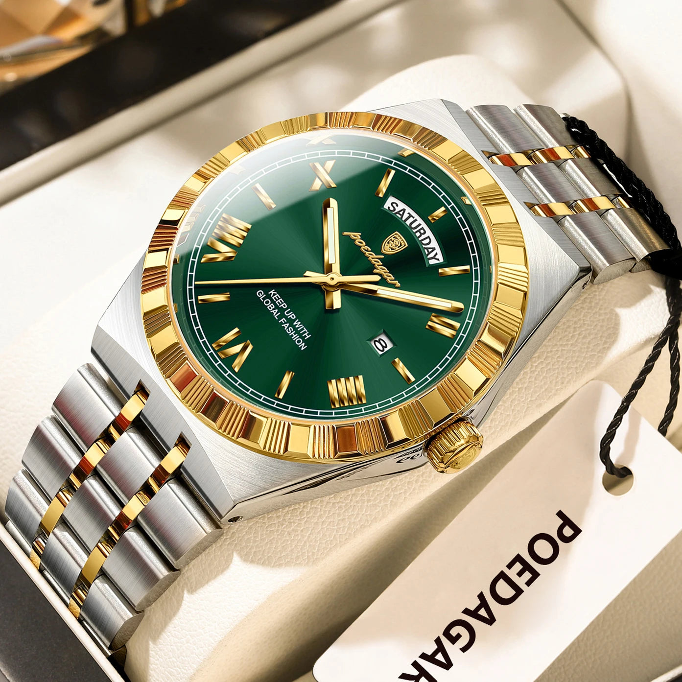 POEDAGAR Original Men's Watch Luminous Waterproof Week Date Man Wristwatch Stainless Steel Business Quartz Watches For Men Reloj