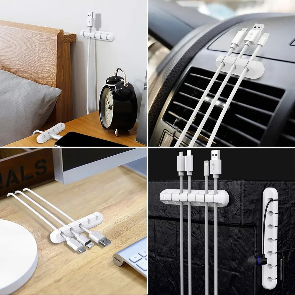 Cable Cord Wire Organizer Silicone USB Cable Winder Management Clips Self Adhesive for Mouse Keyboard Headset For iPhone Huawei