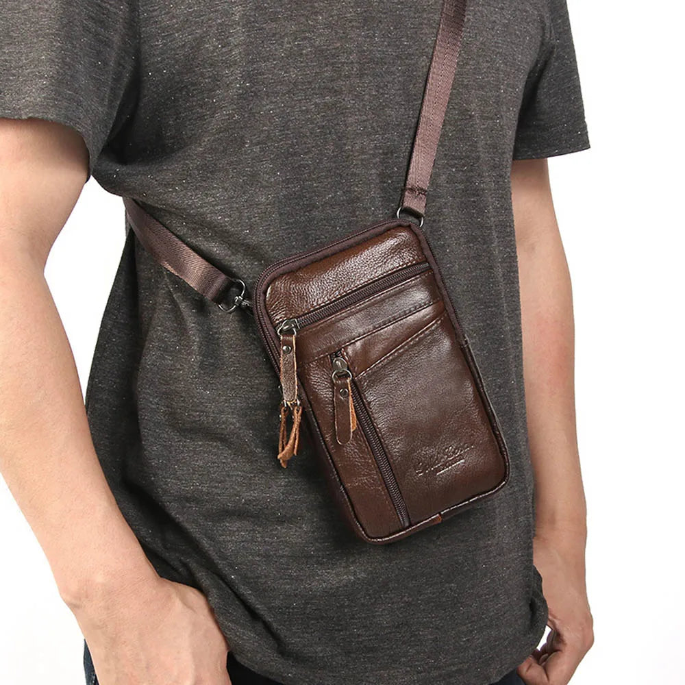 Men'S Shoulder Bag Multi-Function Leather Messenger Bag Casual Crossbody Bags High Quality Male Purse Phone Men'S Chest Pack