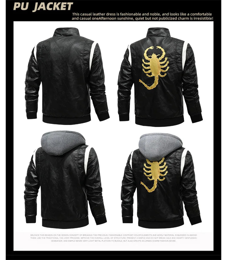 2023 herbst Winter herren Leder Jacke Hohe Qualität Korea Mode Jugend Mit Kapuze Leder Mäntel EUR Größe 3XL Blouson Homme hiver