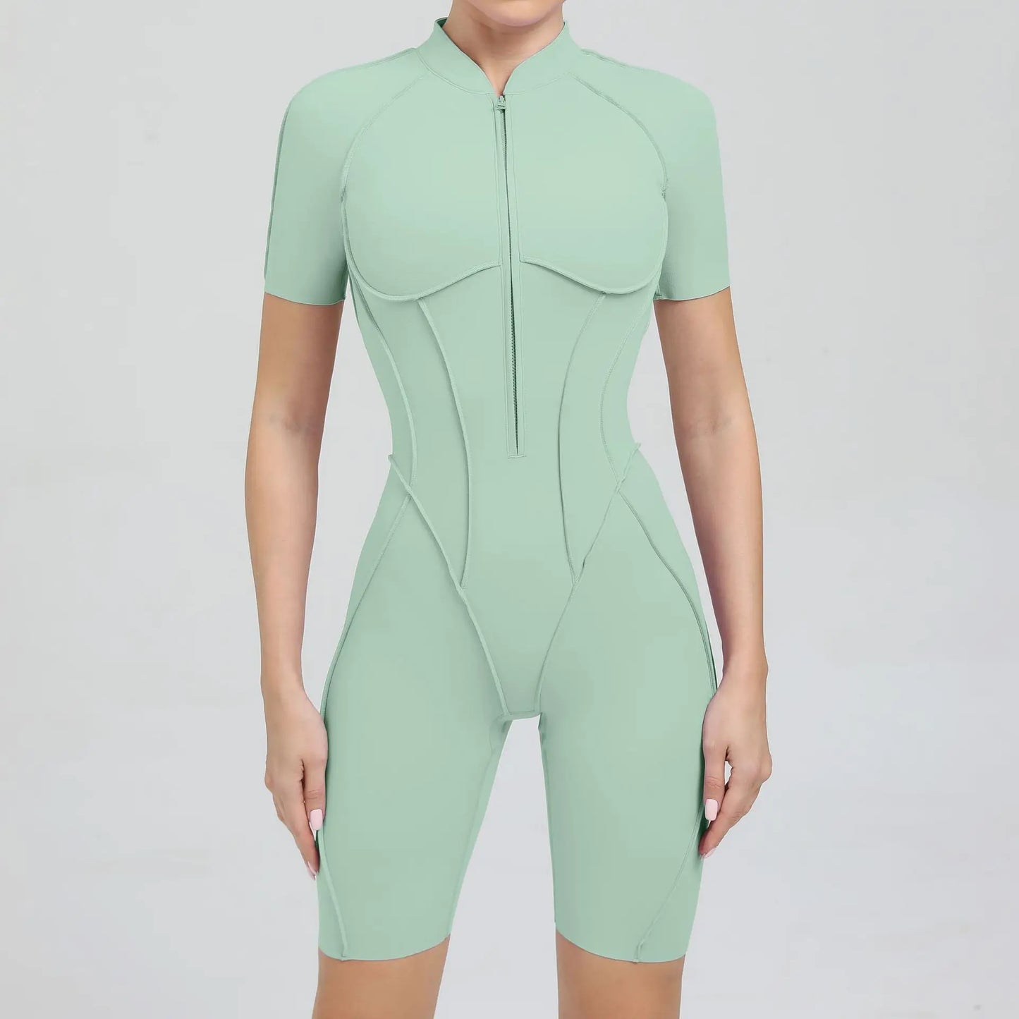 Women's Tracksuit Gym Workout Sports Clothes Outfit Zipper Jumpsuit Yoga Fitness Overalls Set Open Back Bodysuits Suit for Women