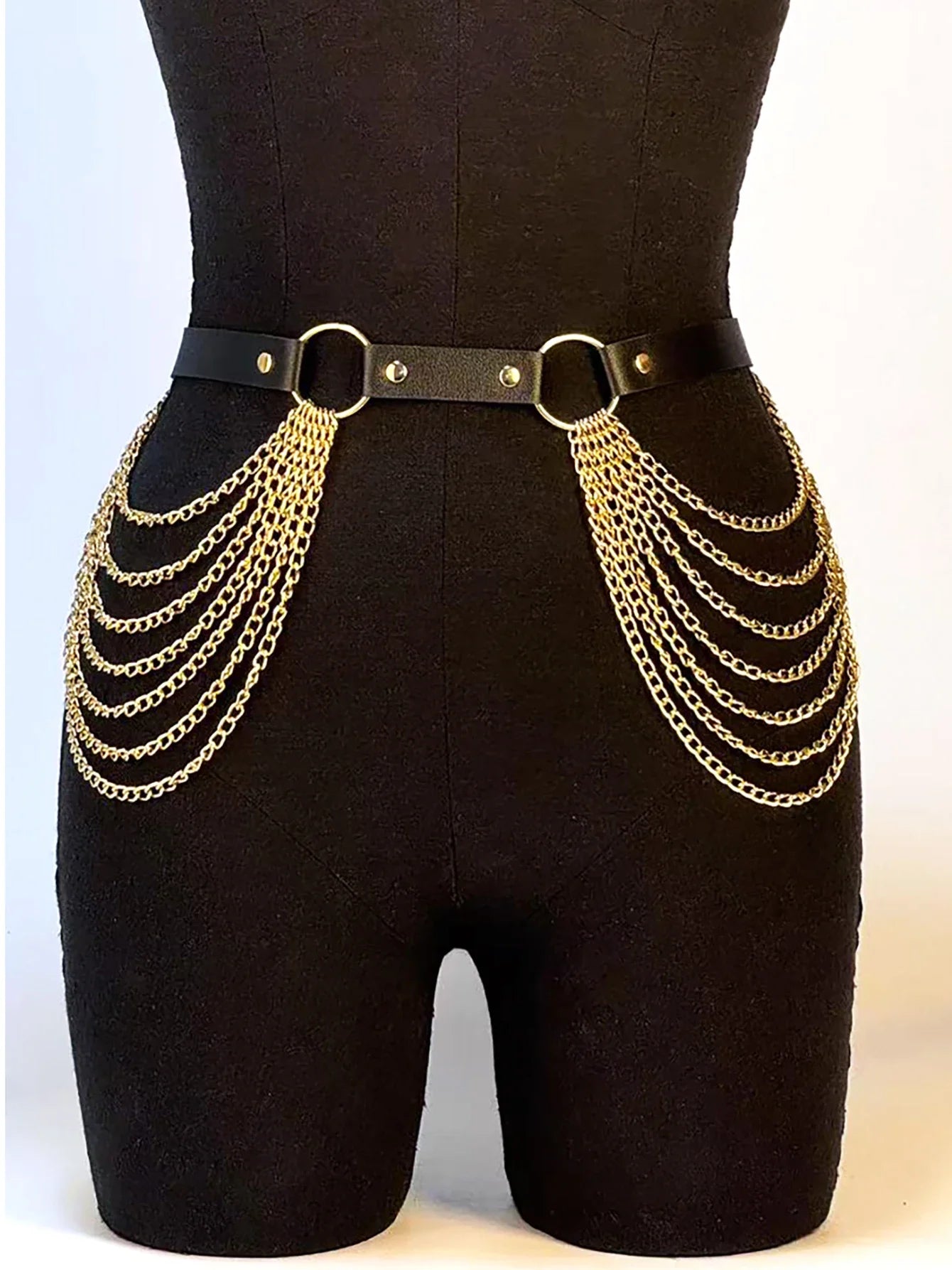 Fashion Ladies PU Leather Full Body Harness with Chains  Adjustable Body Decoration Strap Gothic Collocation Accessories