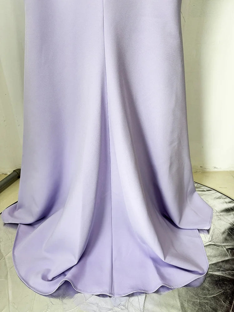HIGH STREET Newest Fashion  Designer Party Vestido Women's Diamonds Beaded Split Long Maxi Dress
