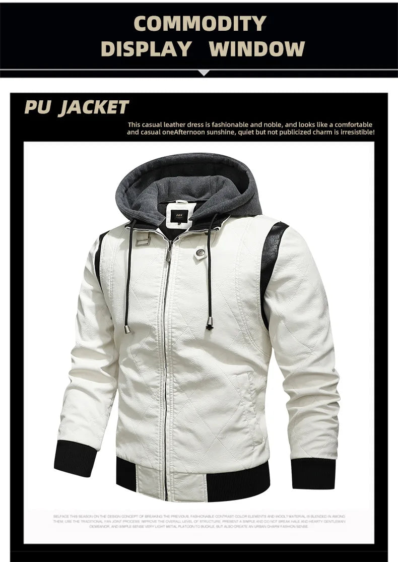 2023 herbst Winter herren Leder Jacke Hohe Qualität Korea Mode Jugend Mit Kapuze Leder Mäntel EUR Größe 3XL Blouson Homme hiver