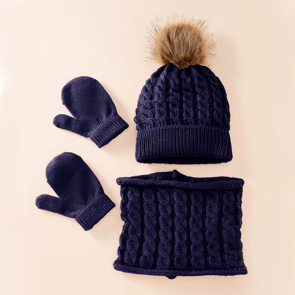 Baby Wintermütze und Schal Handschuhe Set Kinder Twist Strickmütze Mütze Neugeborenen Snood Schal Mütze Säugling Kleinkind Motorhaube Zubehör