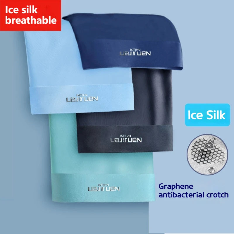 Men's Boxer Briefs Ice Silk Graphene Cooling Briefs Antibacterial Breathable Quick-drying Comfortable Boxer Shorts Multi-color