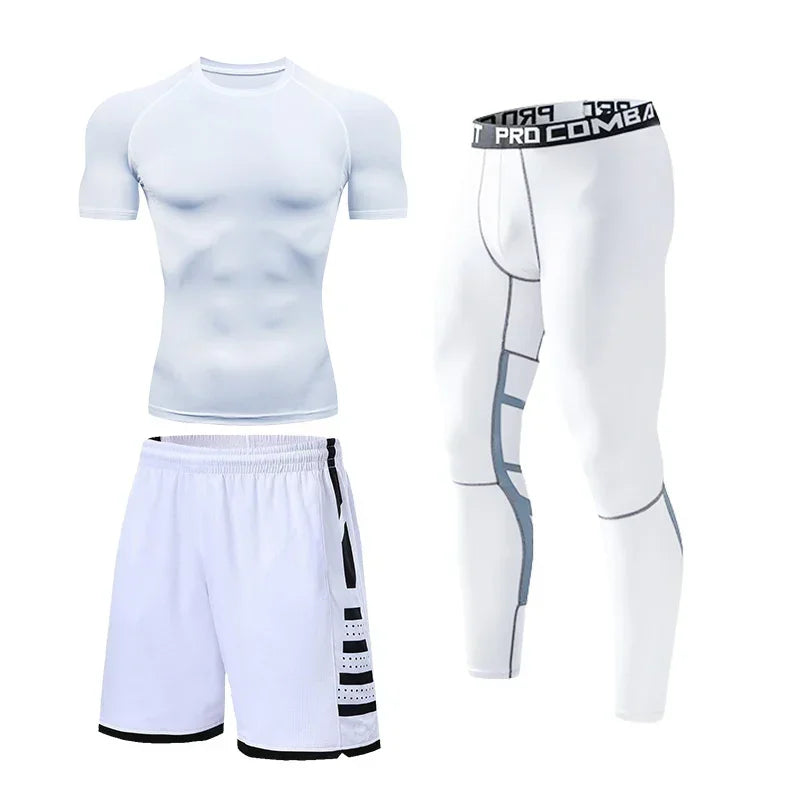 Mens Fitness Sportswear Set Moisture-wicking for Gym Running Leggings Dry Fit and Comfortable Workouts Sports Wear Clothes