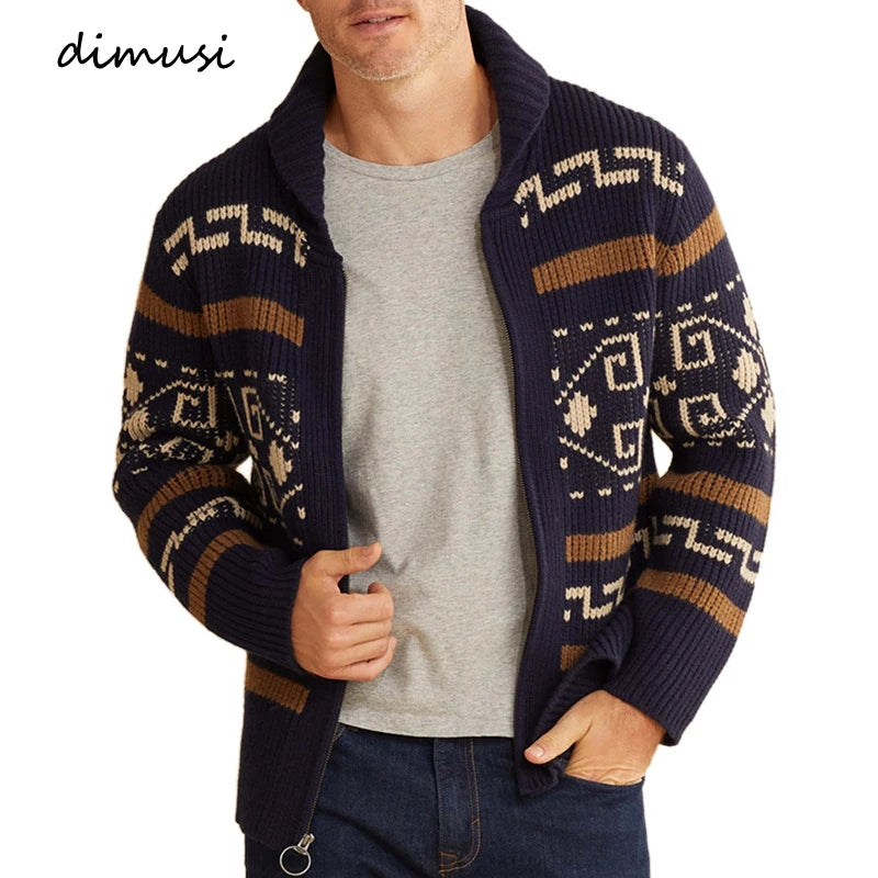 Winter Men's Cardigan Sweaters Fashion Male Knitted Sweater Thermal Warm Coats Casual Man Cashmer Lapel Knitted Jackets Clothing