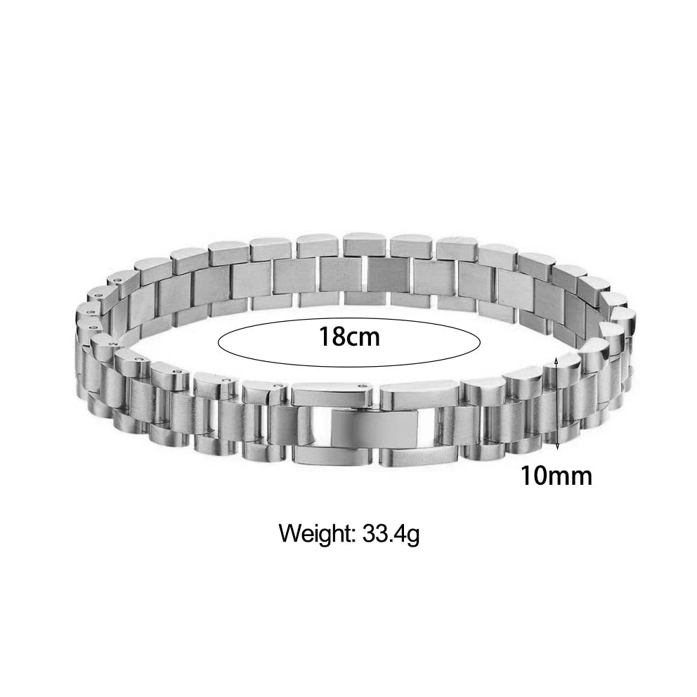 Miniamlist Men Bracelet Gold Jewelry Street Style Stainless Steel 316L 18k Gold Plated Cuban Chain Bracelets For Women