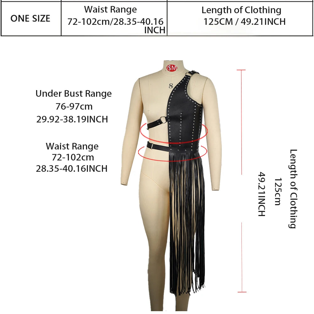 Gothic Punk PU Leather Body Skirt Harness For Women Adjustable Garter Strap Decor For Club Rave Festival Party Outfit