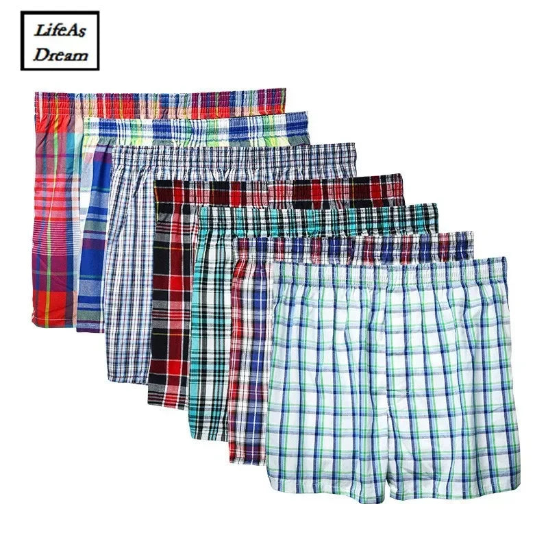 15pcs Men's Briefs Boxers 100% Cotton Briefs Soft Plaid Boxers Men's Briefs Comfortable and Breathable Men's Sexy Boxers