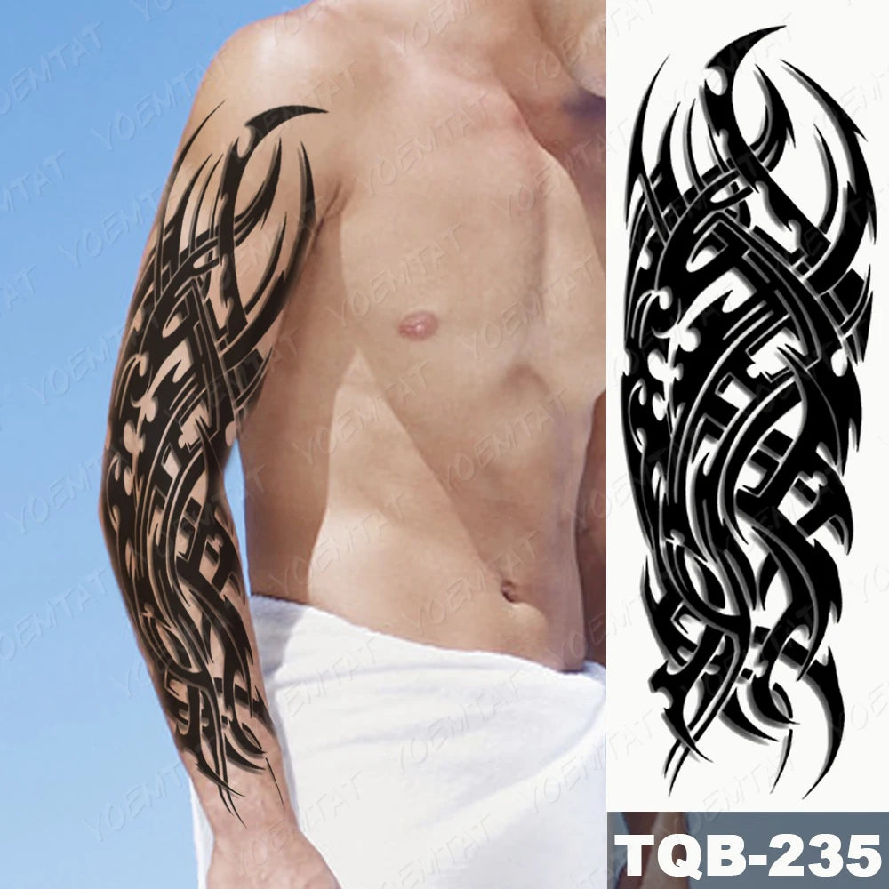 Large Full Arm Sleeve Waterproof Temporary Tattoo Sticker Leopard Flower Dove Of Peace Clock Thorn Fake Tatoo Body Art Men Women