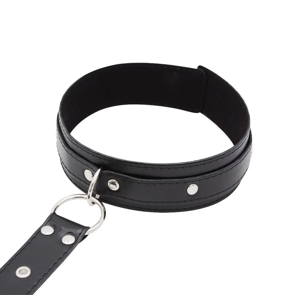 B*ndage R*straint Kit Adjustable Collar & Wrist Cuffs Durable PU Leather Fetish Play Set for Adult Couples