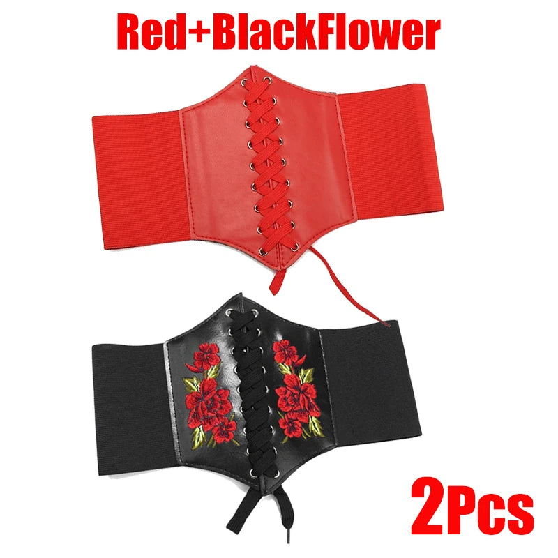 Women's Corset Body Shapewear Sexy Wide Leather Belt Cummerbunds Strap Belts for Women High Waist Slimming Corsets and Bustiers