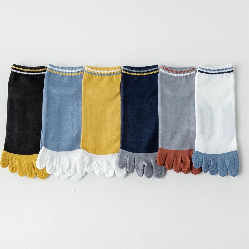 6 Paar geteilte Zehensocken für Herren, niedrig geschnittene Söckchen mit Fingern, hochwertige Baumwolle, Fünf-Finger-Socken, Frühling/Sommer, dünn