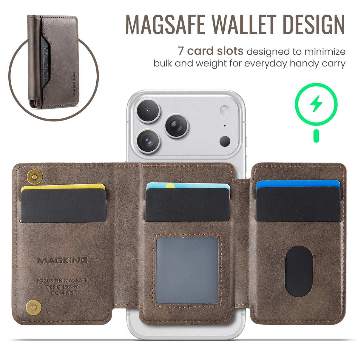 For IPhone 18 13 14 15 16 17 Pro Max Plus For Magsafe Leather Wallet Magnetic Cellphone Card Holder Multi-Card Slot Mini Wallet