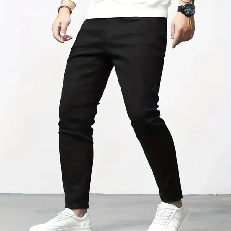 Mens Jeans Slim Fit Quality Gray Casual Male Jeans Pants Skinny Fit Men Pants Hip Hop Streetwear 98% Cotton Denim Trousers