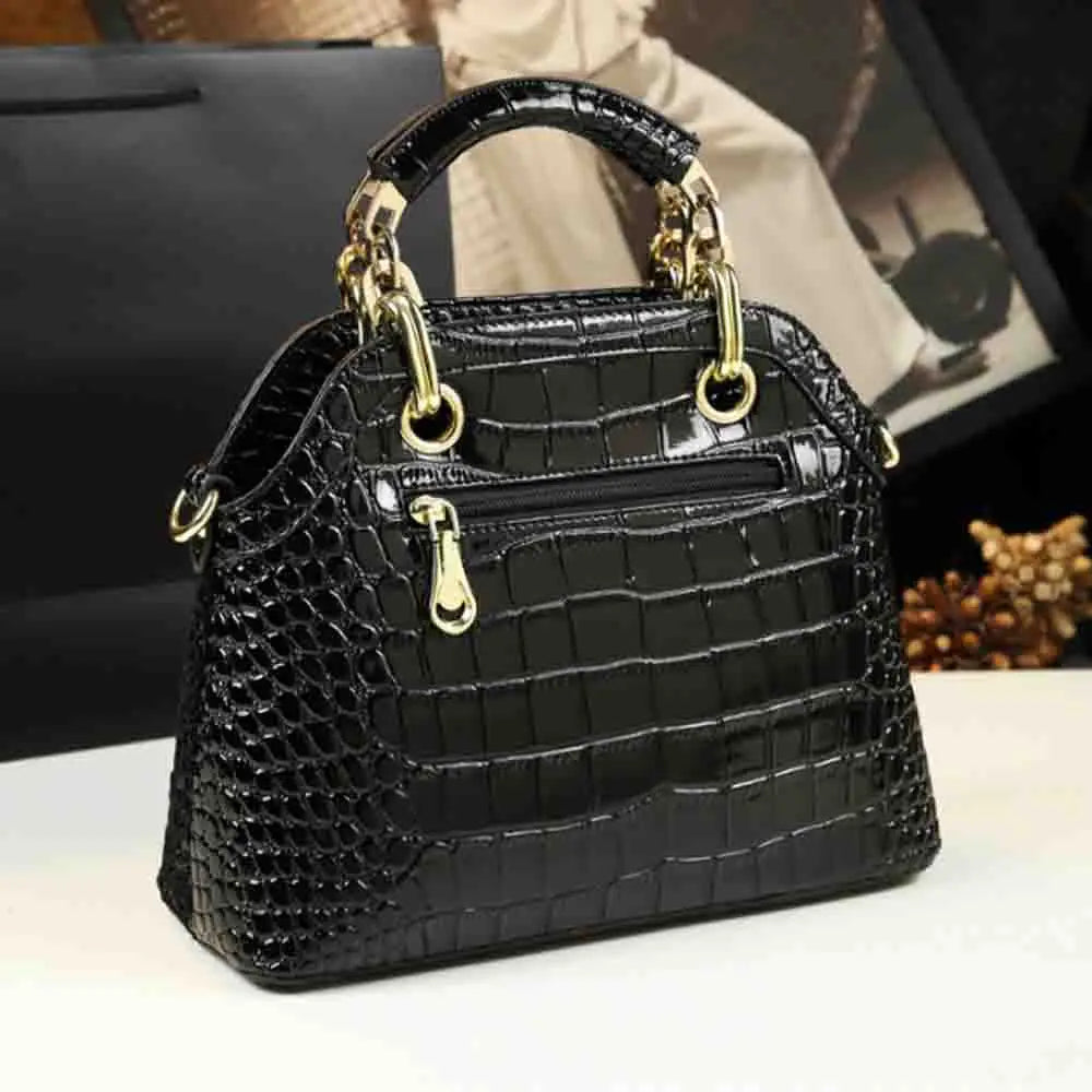 Luxury Women Tote Noble Ladies Shoulder Handbag High Quality Crocodile Print Lattice with Diamond Chic Madam Dinner Purses