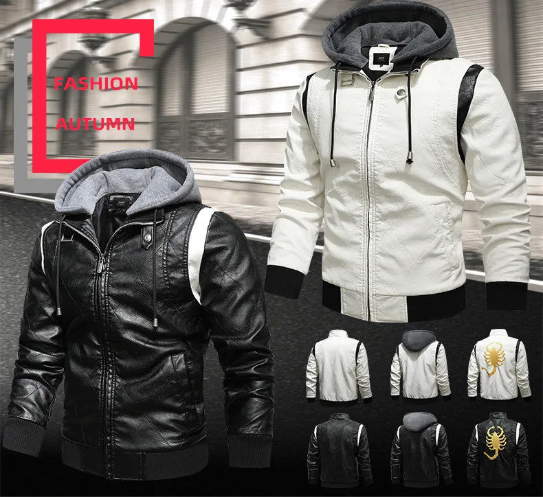 2023 herbst Winter herren Leder Jacke Hohe Qualität Korea Mode Jugend Mit Kapuze Leder Mäntel EUR Größe 3XL Blouson Homme hiver