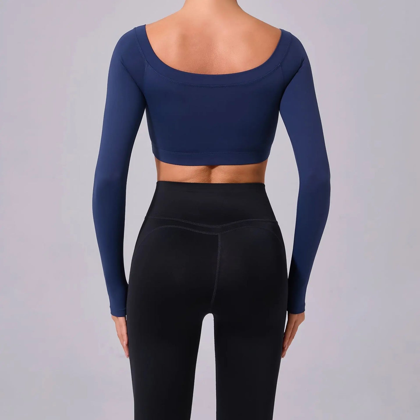One shoulder T-shirt, long sleeved yoga suit, women's sandblasted tight fitting fitness suit, paired with a sports running top