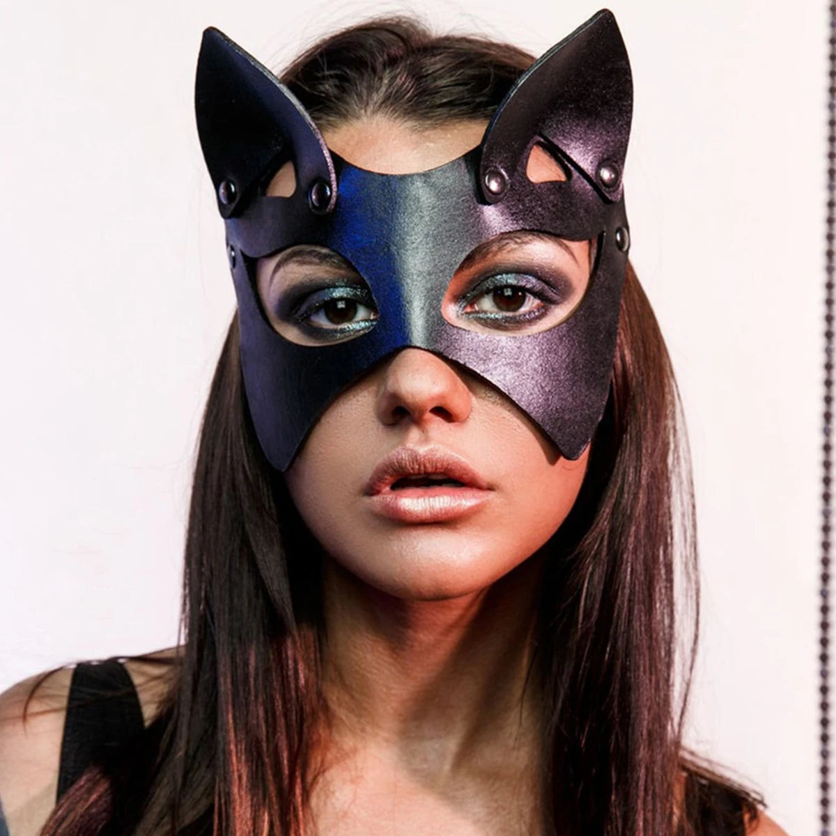 Women's Fashion Black Cat Mask Gothic Halloween Costume Face Accessory for Party, Valentine's Day
